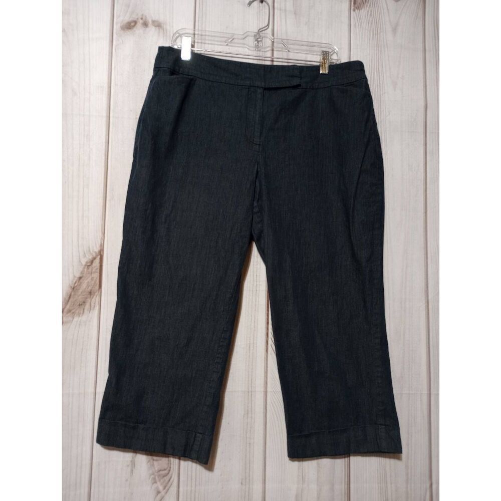Ann Taylor Signature Indigo‎ Blue Cropped Pants Size 16 Cotton Blend Trousers